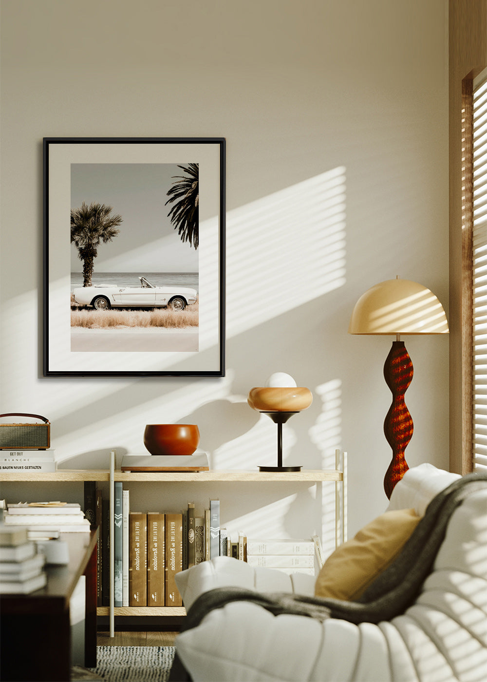 Vintage bilfotografi vid havet