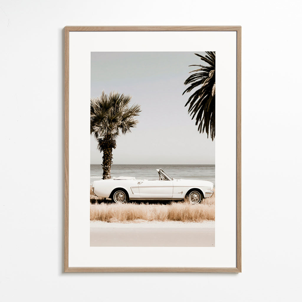Vintage bilfotografi vid havet