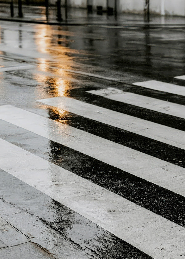 Fotografi stad: våt övergångsställe