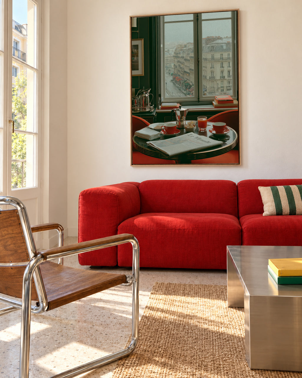 Paris Breakfast - Framed canvas in an interior