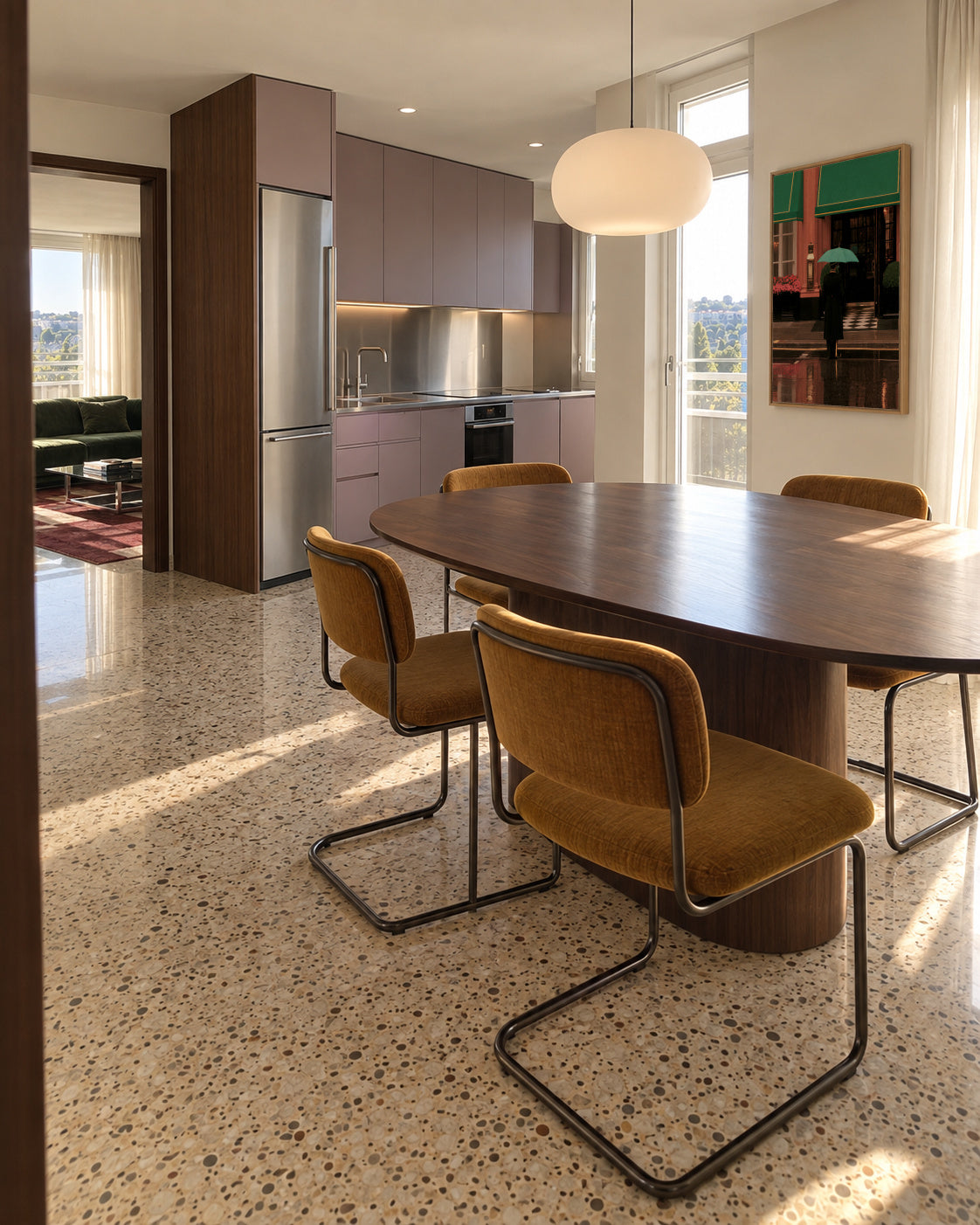 Rainy Evening - Framed canvas in an interior