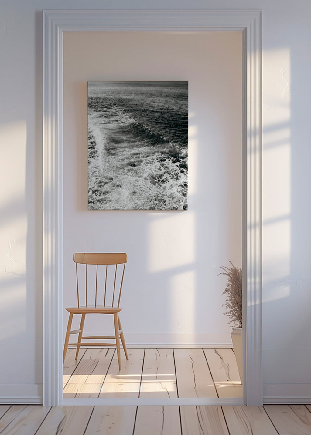 Fotografi av vågor i svartvitt