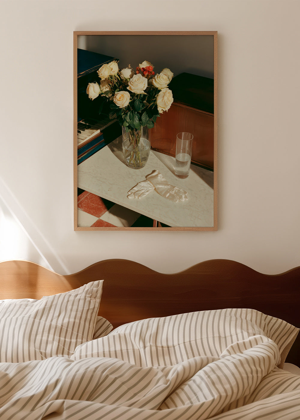 Botanisk poster med vita rosor