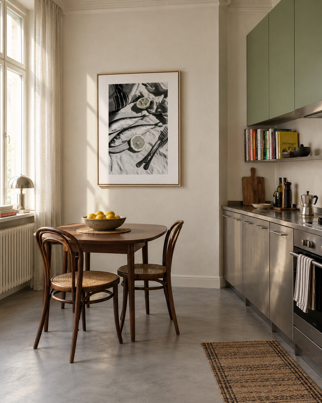 Citrus Lunch - Framed canvas in an interior