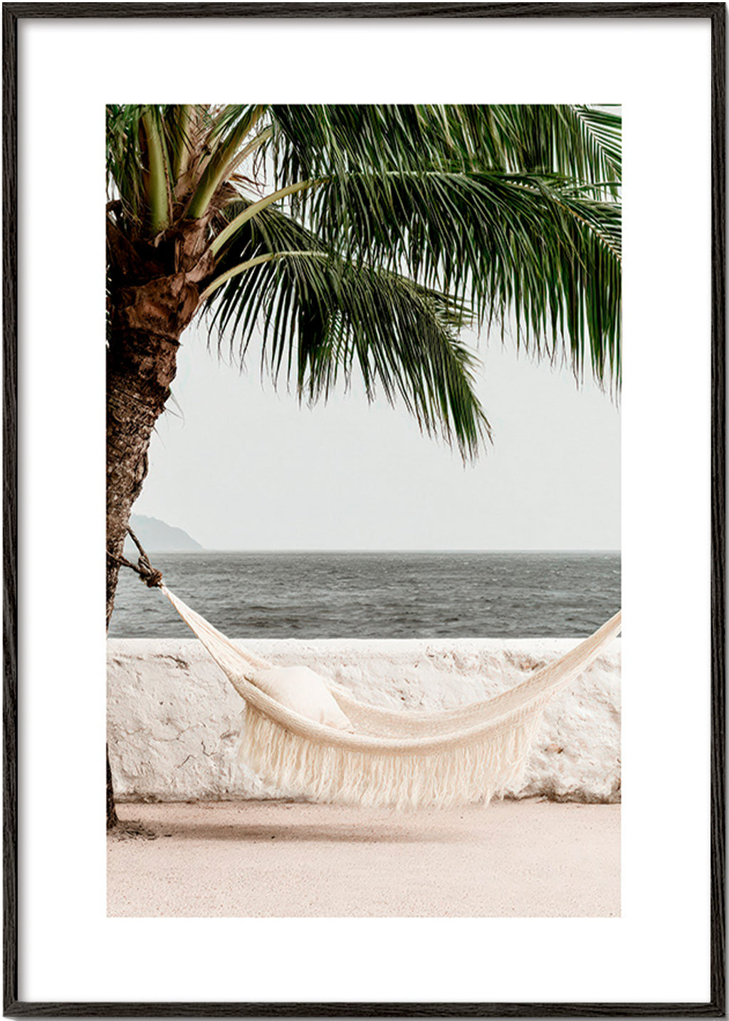 Landskapskonst med hammock och palm