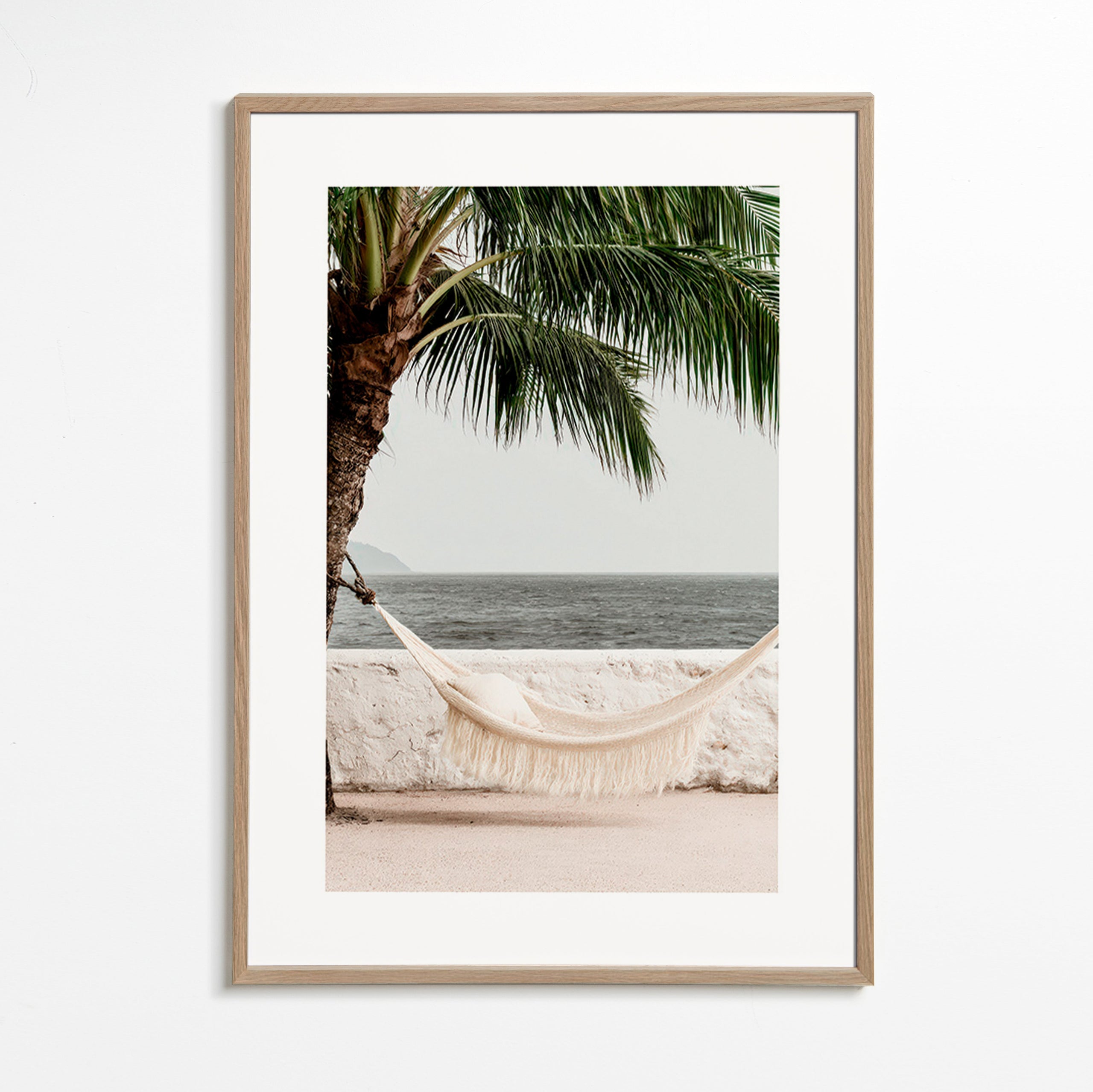 Landskapskonst med hammock och palm
