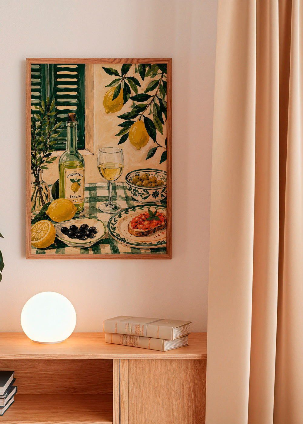 Kökskonst: stilleben med citroner och limoncello