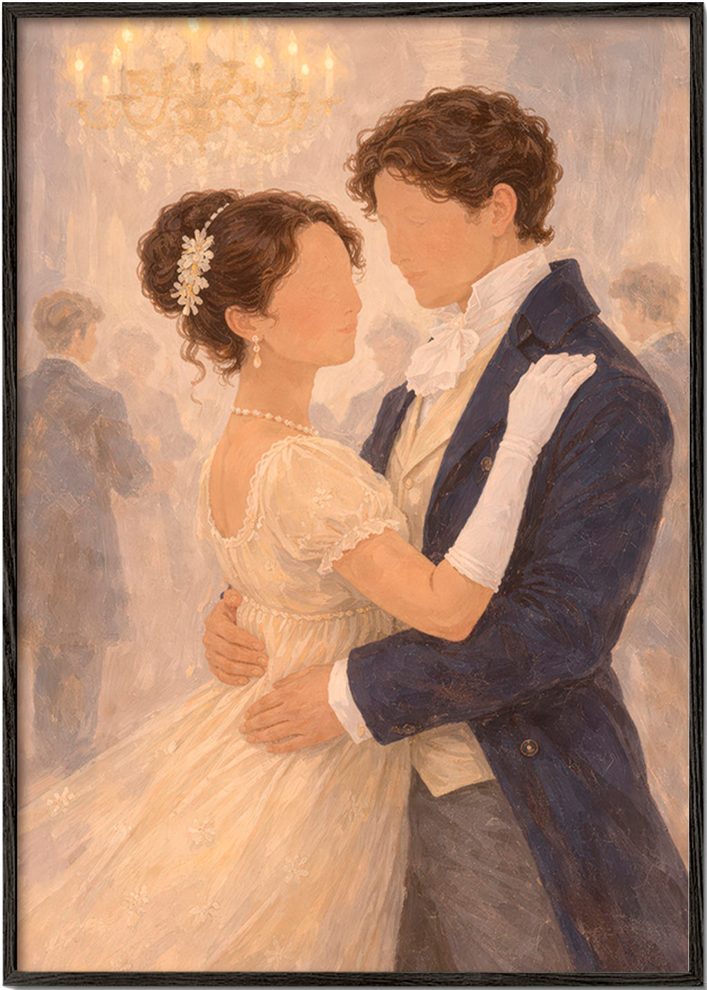 Illustration av romantisk dans i ett vintage-salong