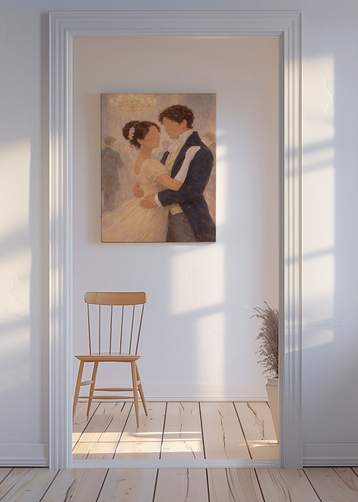 Illustration av romantisk dans i ett vintage-salong