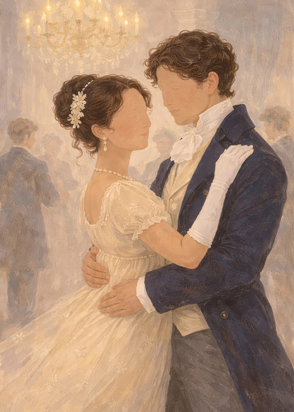 Illustration av romantisk dans i ett vintage-salong